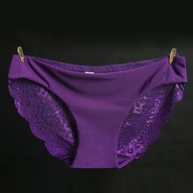 Lace ladies low waist briefs (Option: Aristocratic Purple-L)
