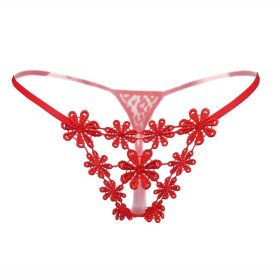 Sexy Lingerie Crotchless Women's Panties Lace Bowknot G-strings Thongs Temptation Erotic Women Underwear Intimate Underpant (Option: Color)