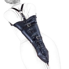 Bondage Restraints Slave RolePlay Hands Wrists Arm Leg Binder Hood Mask PU Leather Tight Single Glove Adult Game Sex Toys (Option: Color)